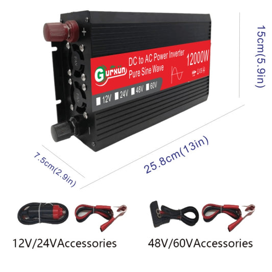 Gurxun 12000W High Power Household Car Sine Wave Inverter, 12000W 60V To 220V, 12000W 12V To 110V, 12000W 48V To 220V, 12000W 12V To 220V, 12000W 24V To 220V
