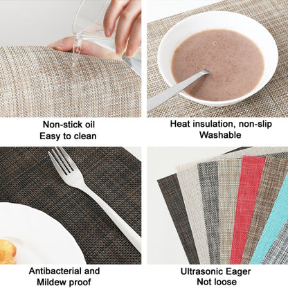 PVC Woven Antibacterial Mildew Proof Heat Insulation Coaster, Dark Grey, Black Brown, Red, Gray White, Gold, Brown, Blue, Creamy White, Silver Gray