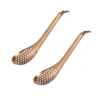 2 PCS 304 Stainless Steel Small Caviar Colander Molecular Cooking Spoon, True Color, Golden, Rose Gold, Colored, Black