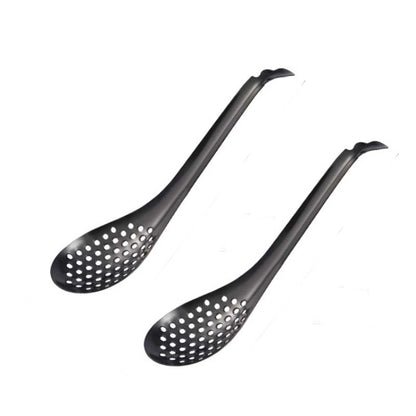 2 PCS 304 Stainless Steel Small Caviar Colander Molecular Cooking Spoon, True Color, Golden, Rose Gold, Colored, Black