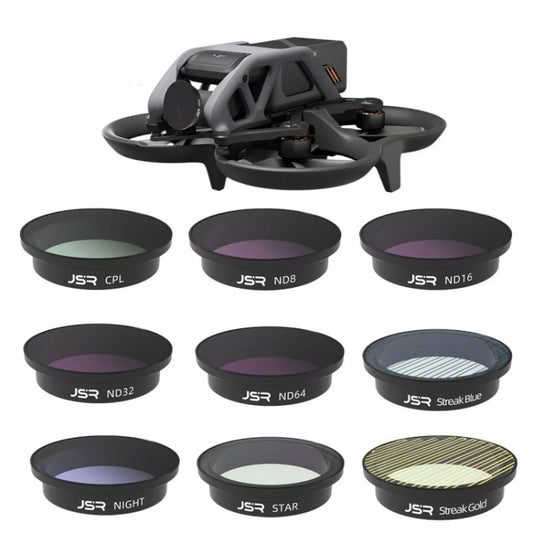 فلتر عدسة JSR للطائرات بدون طيار لـ DJI Avata، الطراز: MCUV، CPL، ND8، ND16، ND32، ND64، ND8-PL، ND16PL، ND32PL، ND64PL، مضاد للأضرار الضوئية، نجمي، ذهبي مصقول، أزرق مصقول، CPL+ND8+ND16، 4 في 1 (ND)، 4 في 1 (NDPL)، 6 في 1، 9 في 1