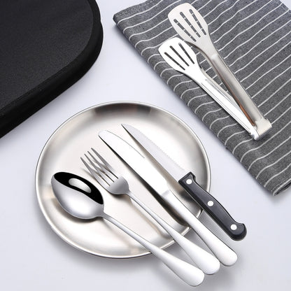 Stainless Steel Portable Cutlery Set Western Steak Knife Fork Spoon Set,Color:, Black and Silver, Black Gold, Black Rose Gold, Blue Silver, Blue Gold, Blue Rose Gold, Red Silver, Red Gold, Red Rose Gold