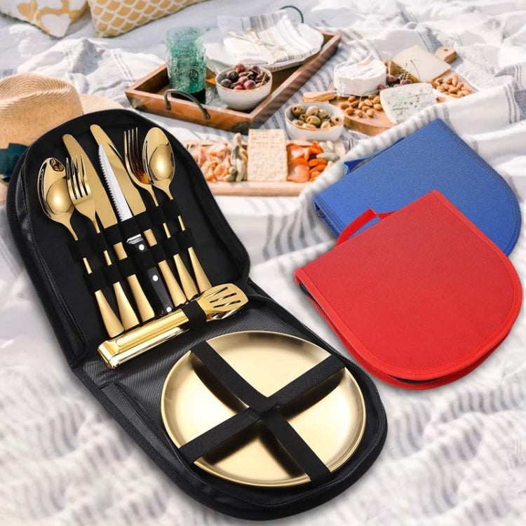 Stainless Steel Portable Cutlery Set Western Steak Knife Fork Spoon Set,Color:, Black and Silver, Black Gold, Black Rose Gold, Blue Silver, Blue Gold, Blue Rose Gold, Red Silver, Red Gold, Red Rose Gold