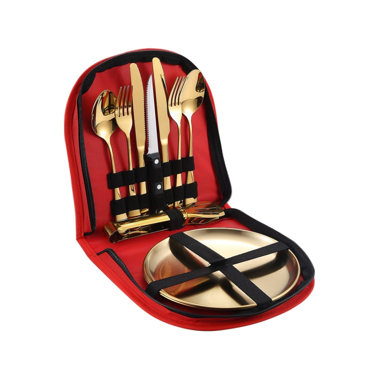Stainless Steel Portable Cutlery Set Western Steak Knife Fork Spoon Set,Color:, Black and Silver, Black Gold, Black Rose Gold, Blue Silver, Blue Gold, Blue Rose Gold, Red Silver, Red Gold, Red Rose Gold