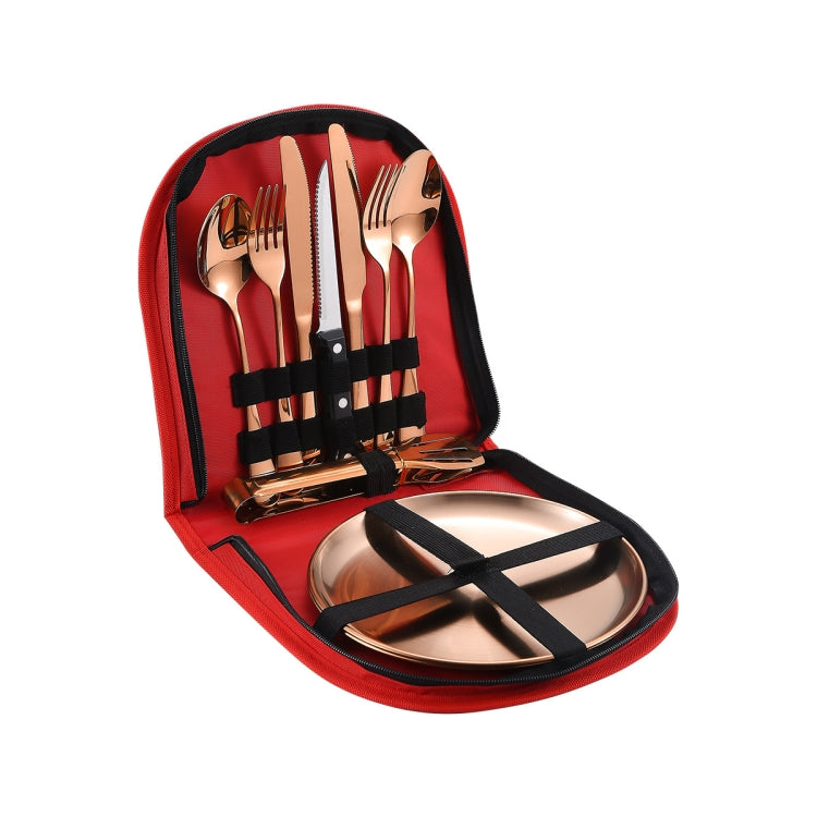 Stainless Steel Portable Cutlery Set Western Steak Knife Fork Spoon Set,Color:, Black and Silver, Black Gold, Black Rose Gold, Blue Silver, Blue Gold, Blue Rose Gold, Red Silver, Red Gold, Red Rose Gold