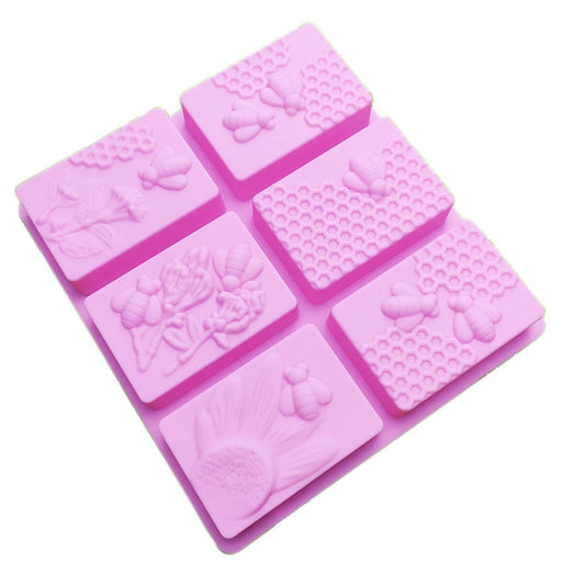 6 Grid  Square Honeycomb Ice Cube Cake Mould Square Handmade Soap Mould, Soap Mould