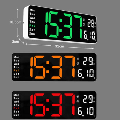 6629 13 Inch Multifunctional LED Living Room Large Screen Wall Clock, 13 Inch Black Shell Orange Light, 13 Inch Black Shell Green Light, 13 Inch Black Shell Red Light, 13 Inch White Shell Orange Light, 13 Inch White Shell Green Light�������������������...