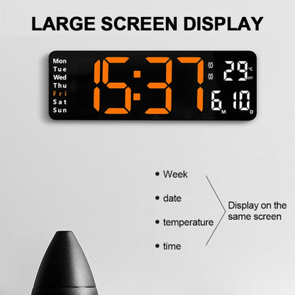 6629 13 Inch Multifunctional LED Living Room Large Screen Wall Clock, 13 Inch Black Shell Orange Light, 13 Inch Black Shell Green Light, 13 Inch Black Shell Red Light, 13 Inch White Shell Orange Light, 13 Inch White Shell Green Light�������������������...