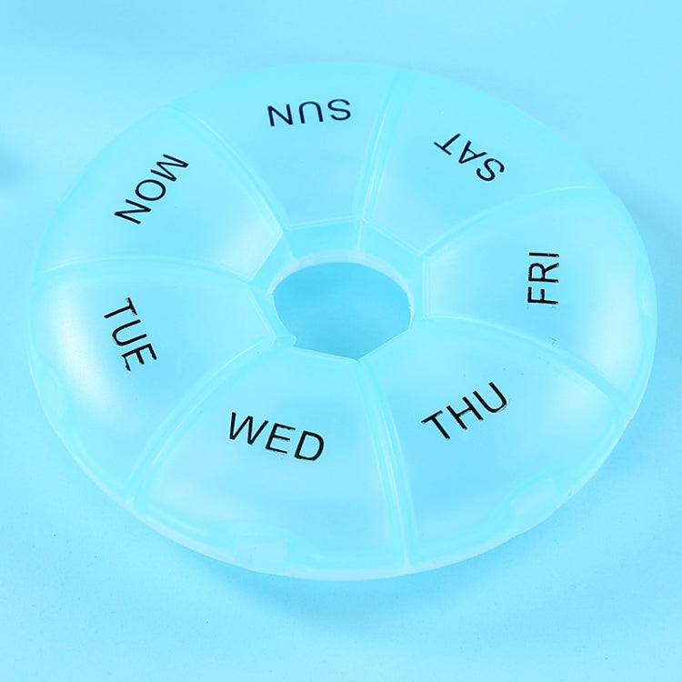 2 PCS Round 7 Days Rainbow Color Portable Pill Box Plastic Seven Grid, Colorful, Black, Light Yellow, Pink, Light Blue, Cyan, Light Green, Orange