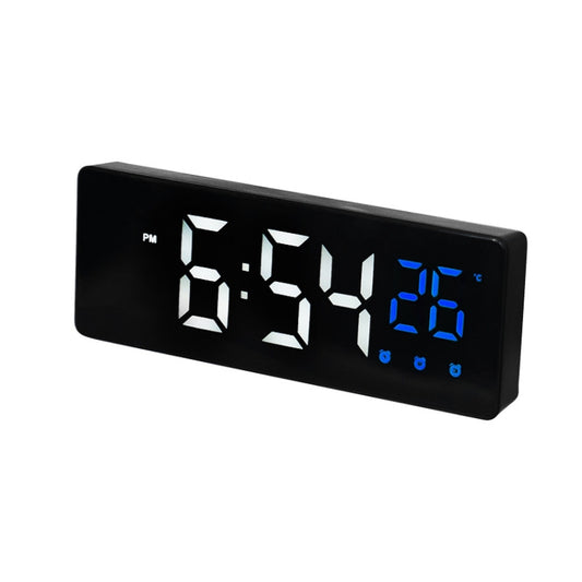 0715 Voice-activated LED Mute Date Temperature Display Electronic Clock, Black Surface Blue Light, Black Surface Green Light, Black Surface Red Light, White Shell Blue Light, White Shell Green Light, White Shell Red Light, Black Shell Blue Light�������...