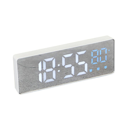 0715 Voice-activated LED Mute Date Temperature Display Electronic Clock, Black Surface Blue Light, Black Surface Green Light, Black Surface Red Light, White Shell Blue Light, White Shell Green Light, White Shell Red Light, Black Shell Blue Light�������...