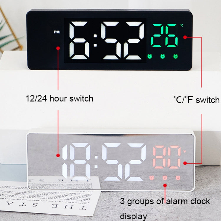 0715 Voice-activated LED Mute Date Temperature Display Electronic Clock, Black Surface Blue Light, Black Surface Green Light, Black Surface Red Light, White Shell Blue Light, White Shell Green Light, White Shell Red Light, Black Shell Blue Light�������...