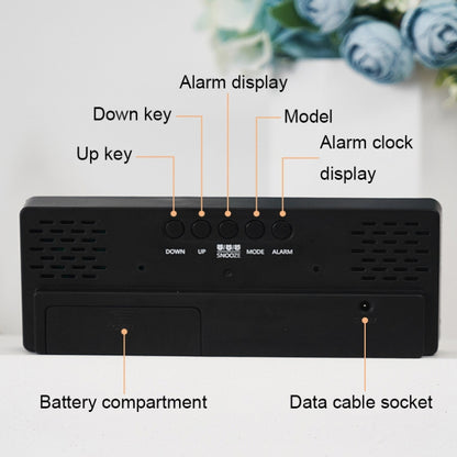 0715 Voice-activated LED Mute Date Temperature Display Electronic Clock, Black Surface Blue Light, Black Surface Green Light, Black Surface Red Light, White Shell Blue Light, White Shell Green Light, White Shell Red Light, Black Shell Blue Light�������...