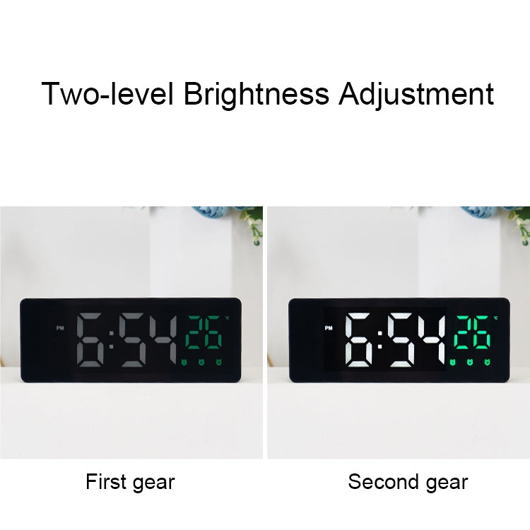 0715 Voice-activated LED Mute Date Temperature Display Electronic Clock, Black Surface Blue Light, Black Surface Green Light, Black Surface Red Light, White Shell Blue Light, White Shell Green Light, White Shell Red Light, Black Shell Blue Light�������...