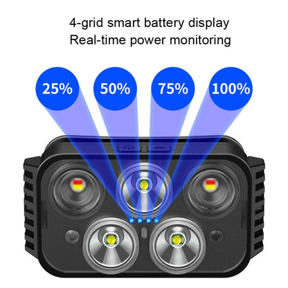 USB Charging Running Strong Bald Headlight Fishing Camping Waterproof Light, Style:, 3 Light Head, 5 Light Head