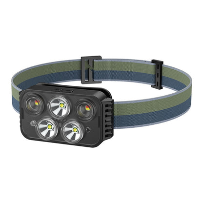 USB Charging Running Strong Bald Headlight Fishing Camping Waterproof Light, Style:, 3 Light Head, 5 Light Head