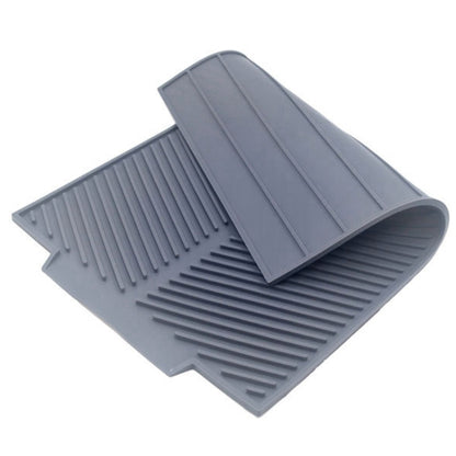 Silicone Drain Pad Kitchen Multifunctional Thermal Insulation Drying Pad, Grey, Green