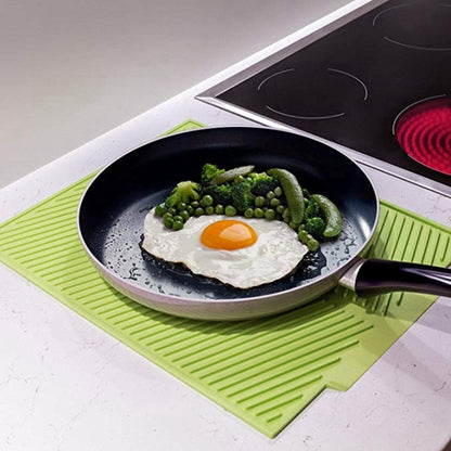 Silicone Drain Pad Kitchen Multifunctional Thermal Insulation Drying Pad, Grey, Green