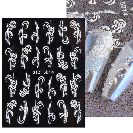 5D Three-dimensional Carved Nail Art Stickers Rose Pattern Embossed Nail Stickers, Stz-5D09, Stz-5D10, Stz-5D11, Stz-5D12, Stz-5D13, Stz-5D14, Stz-5D15, Stz-5D16