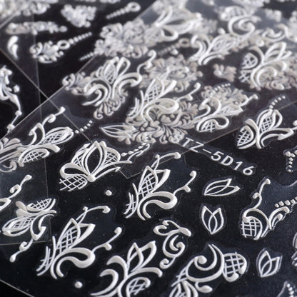 5D Three-dimensional Carved Nail Art Stickers Rose Pattern Embossed Nail Stickers, Stz-5D09, Stz-5D10, Stz-5D11, Stz-5D12, Stz-5D13, Stz-5D14, Stz-5D15, Stz-5D16