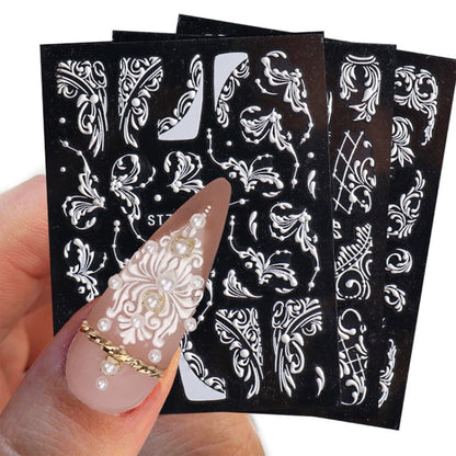 5D Three-dimensional Carved Nail Art Stickers Rose Pattern Embossed Nail Stickers, Stz-5D09, Stz-5D10, Stz-5D11, Stz-5D12, Stz-5D13, Stz-5D14, Stz-5D15, Stz-5D16
