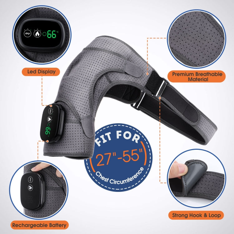 Electric Heating Shoulder Pads Massager Joint Brace Vibration Massage, Shoulder (Gray), Shoulder  (Gray Black)