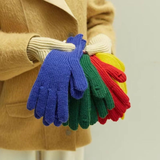 227-A0124 Wool Knit Striped Warm Touchscreen Gloves Winter Warm Cycling Gloves