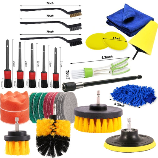 30 PCS / Set Car Beauty Details Brush Drill Brush Car Wash Glove Set, 30 in 1