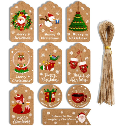 2 Packs 50pcs/set  Christmas Kraft Paper Tags Gift Wrapping Paper Labels, Series 1, Series 2, Series 3, Series 4, Series 5, Series 6, Series 7, Series 8, Series 9, Series 10, Series 11, Series 12, Series 13, Series 14