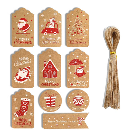 2 Packs 50pcs/set  Christmas Kraft Paper Tags Gift Wrapping Paper Labels, Series 1, Series 2, Series 3, Series 4, Series 5, Series 6, Series 7, Series 8, Series 9, Series 10, Series 11, Series 12, Series 13, Series 14
