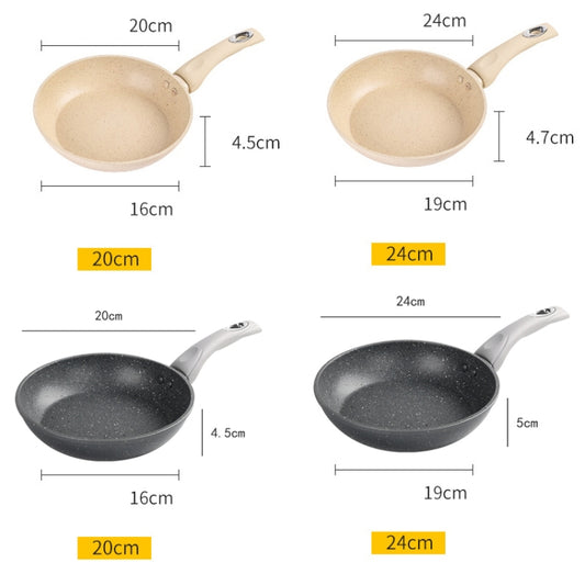 Maifan Stone Nonstick Pan Steak Fryer Induction Cooker Gas General, Diameter:, 20cm (Beige), 24cm (Beige), 20cm (Grey), 24cm (Grey)