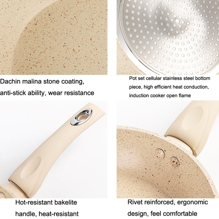 Maifan Stone Nonstick Pan Steak Fryer Induction Cooker Gas General, Diameter:, 20cm (Beige), 24cm (Beige), 20cm (Grey), 24cm (Grey)