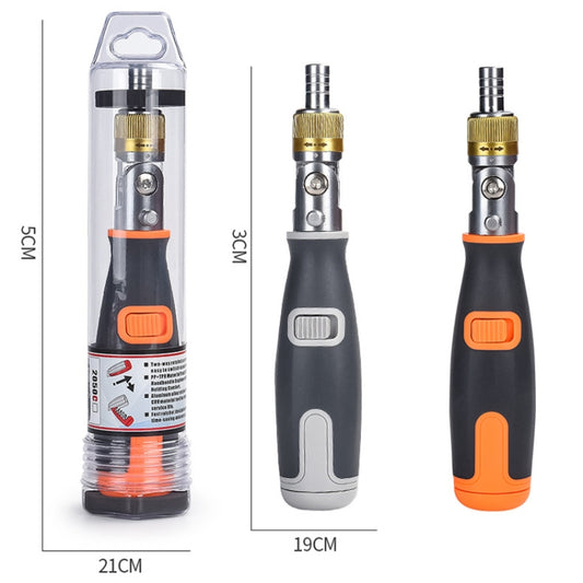 2050C Portable 10 In 1 Hidden Bits Multi-angle Ratchet Corner Screwdriver Set, 10 In 1 Orange, 10 In 1 Gray