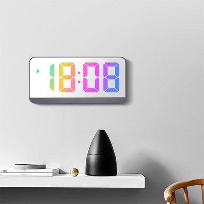 ساعة منبه إلكترونية LED بخطوط ملونة وشاشة كبيرة