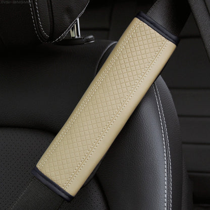 Fiber Leather Embossed Car Seat Belt Shoulder Cover Protector, 6.5X23cm