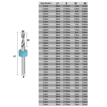 10 In 1 PCB Tungsten Steel Drill Bits Carving Miniature Drill Bits, Size:, 0.1-1mm, 0.6-1.5mm, 1.1-2mm, 1.5-2.4mm, 2.1-3.0mm