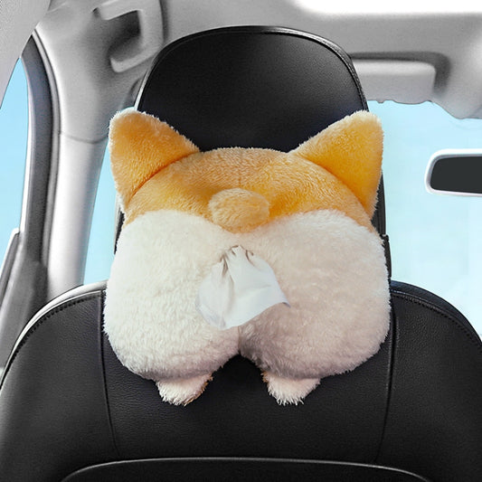 Multifunctional Cartoon Armrest Box Seat Back Tissue Box, Styles:, Corgi, Lying Goose