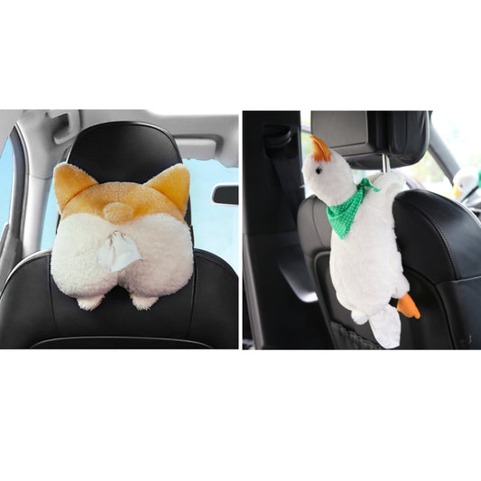 Multifunctional Cartoon Armrest Box Seat Back Tissue Box, Styles:, Corgi, Lying Goose