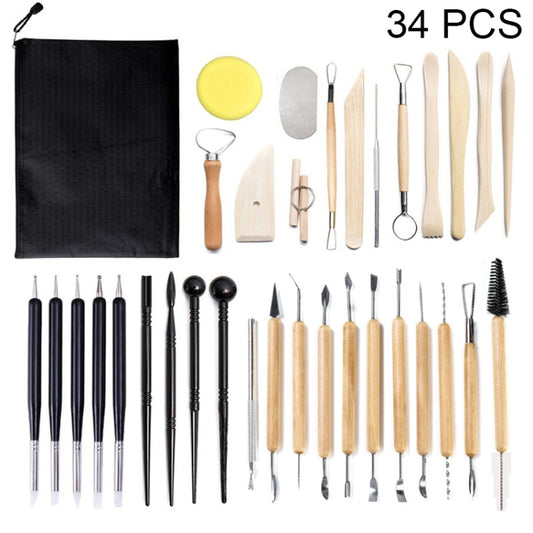 Pottery Tool Set Clay Carving Knife Indentation Pen Set, 34 PCS/Set