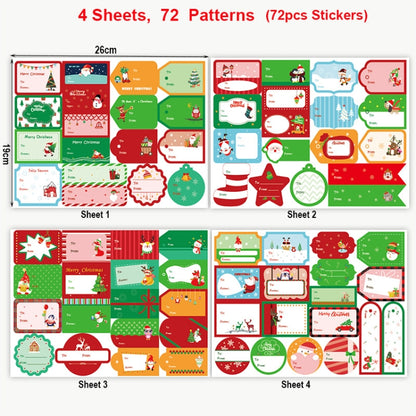 1set 72pcs/set  Christmas Stickers Gift Bag Packaging Box Closure Stickers