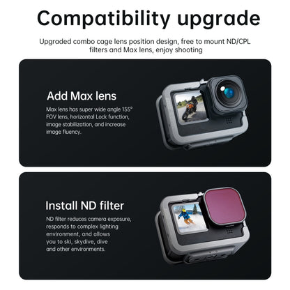 جراب TELESIN بإطار من سبائك الألومنيوم لكاميرات GoPro Hero11 Black / HERO10 Black / HERO9 Black، المواصفات: موديلات عادية، مجموعة تصوير عمودي