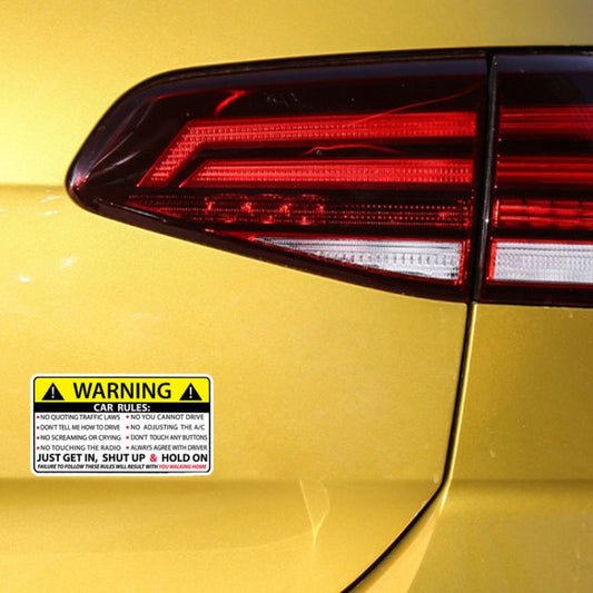Car Safety Warning Rules Sticker, Safety Warning