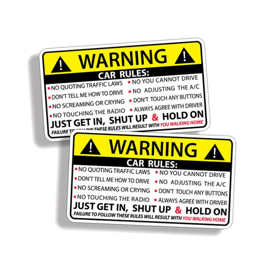 Car Safety Warning Rules Sticker, Safety Warning