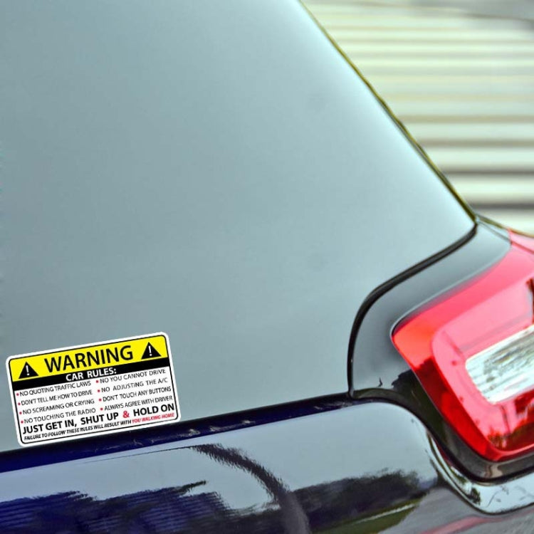 Car Safety Warning Rules Sticker, Safety Warning