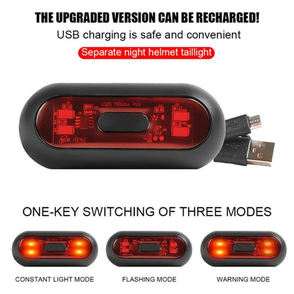 Motorbike Helmet Warning Light USB Rechargeable Waterproof Tail Light, 4 Beads, 4 Beads B Model, 10 Beads
