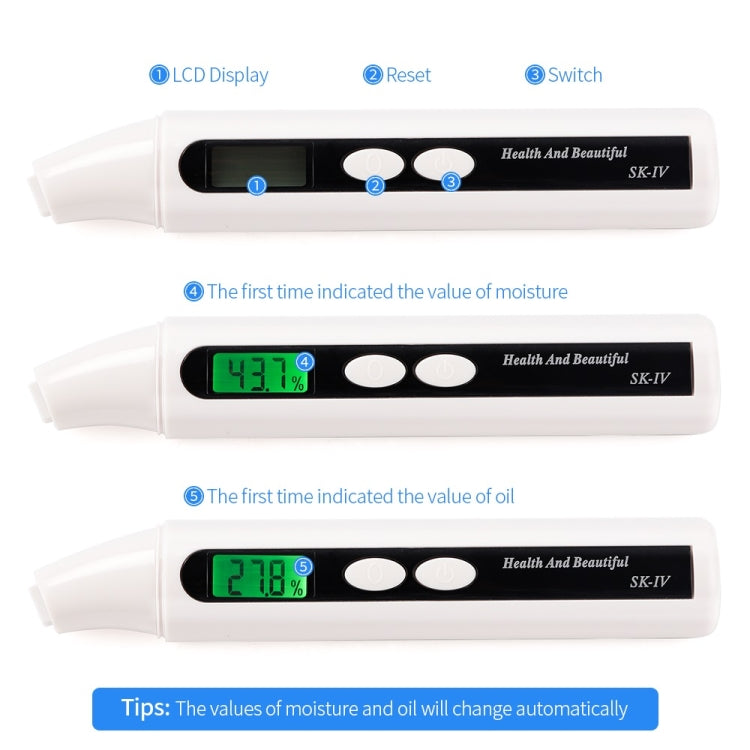 HS-018 LCD Display Skin Analyzer Skin Moisture Tester Skin Oil Test Meter