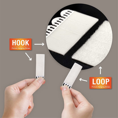 Picture Hanging Strips Hook and Loop Tape Picture Hanger 9.5x2cm, 4.5x1.7cm, 9.5x2cm