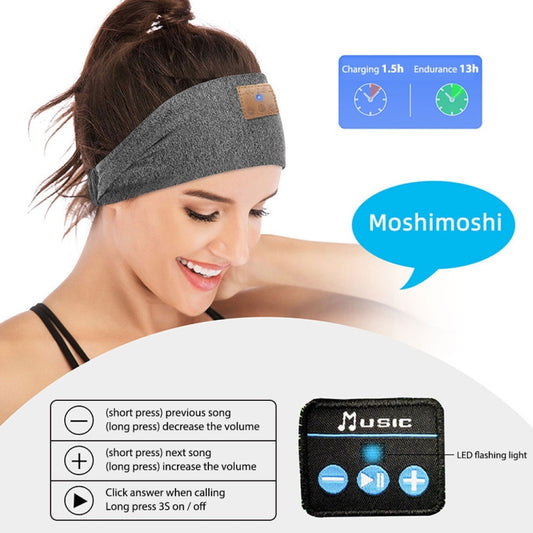 Bluetooth Headband Headphones Sleep Mask for Side Sleeper Workout Running, Sleep Mask Hemp Gray