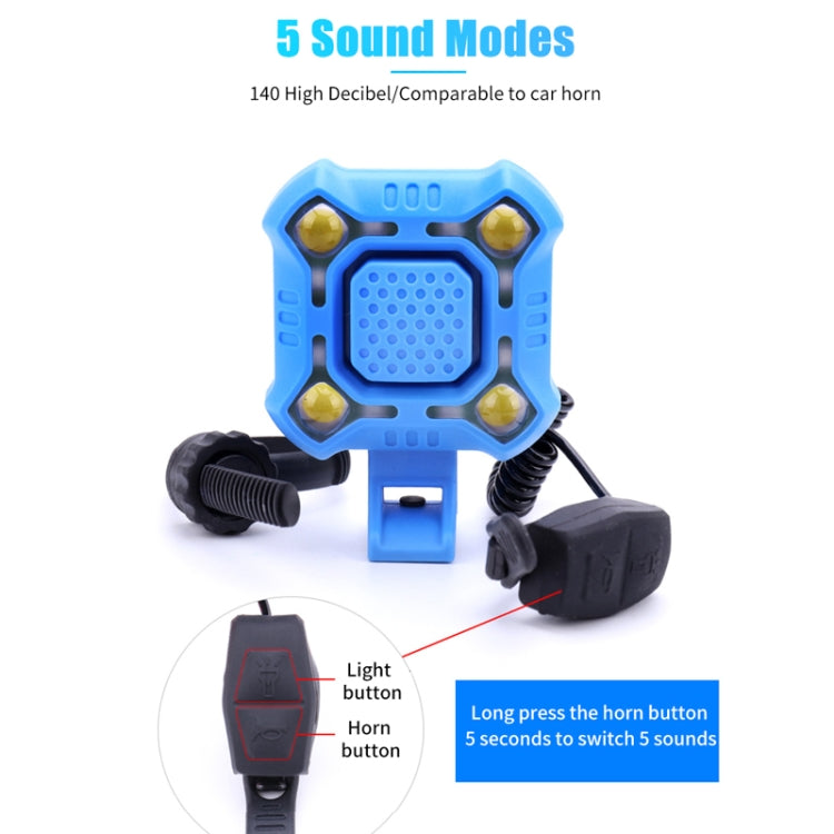 2 In 1 Bike 140db Bell 4 Lamp Cycling Light Bicycle Horn 5-sounds Alarm