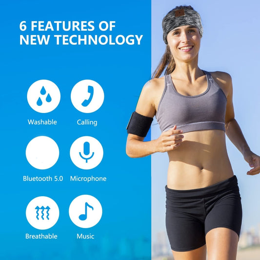 Bluetooth Wireless Headband Quick Drying Sleeping Headphones with HD Speakers, Stripe Black
